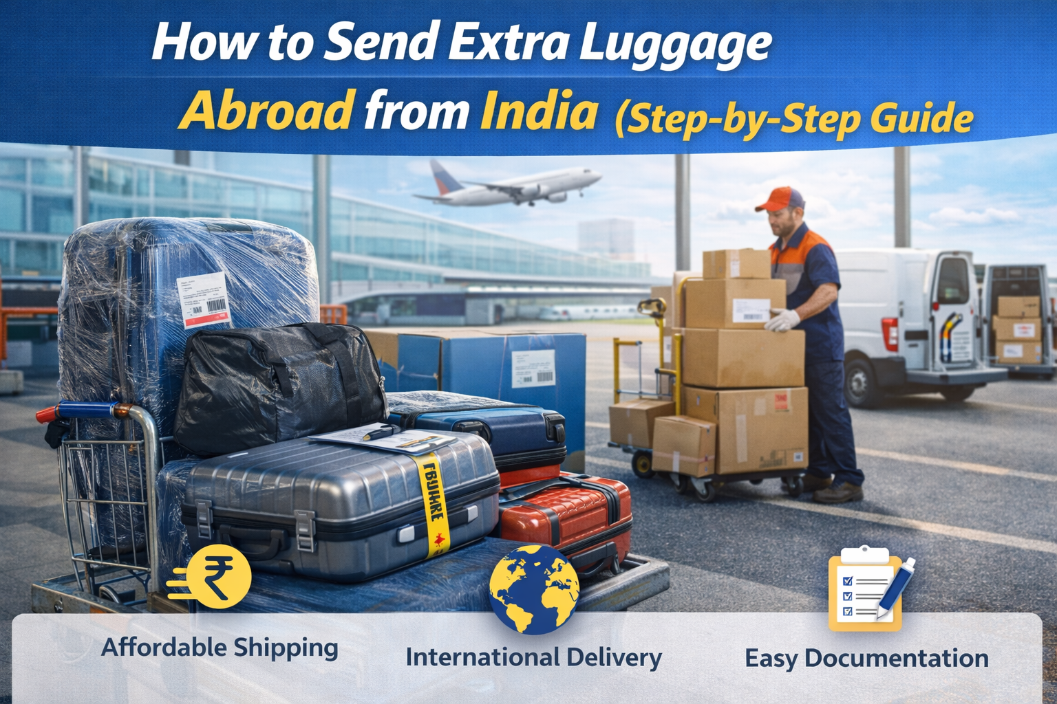 Send extra luggage abroad from India airport baggage transfer service international shipping