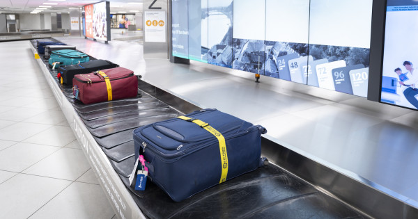 India to Australia excess baggage shipping service with packed suitcases and air cargo background